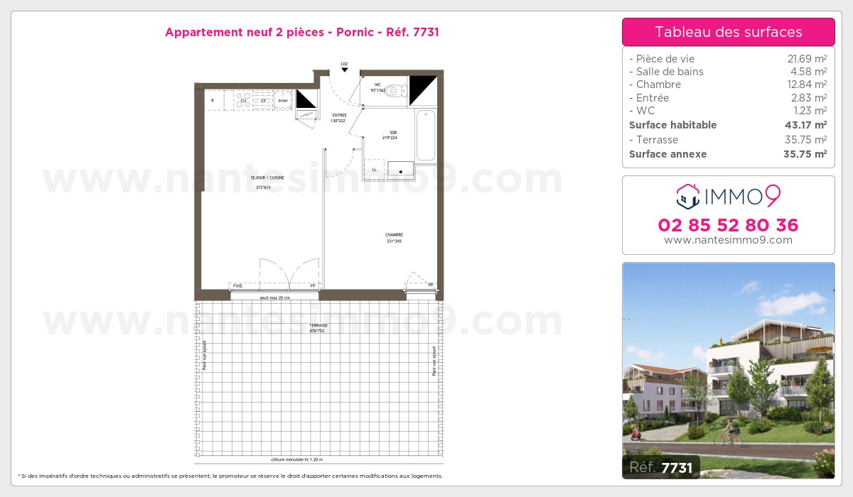 Plan et surfaces, Programme neuf Pornic Référence n° 7731