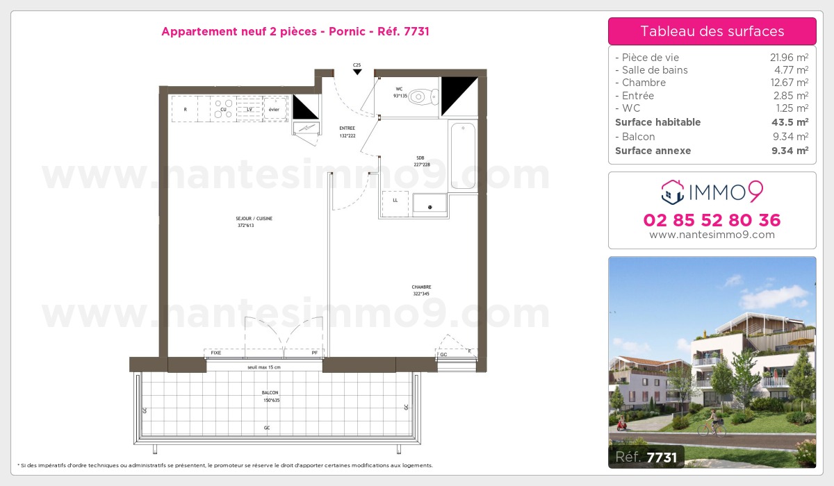 Plan et surfaces, Programme neuf Pornic Référence n° 7731