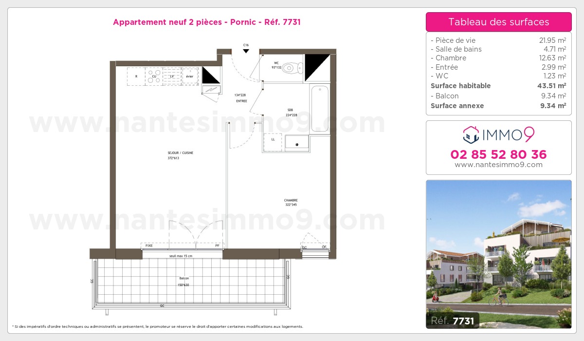 Plan et surfaces, Programme neuf Pornic Référence n° 7731