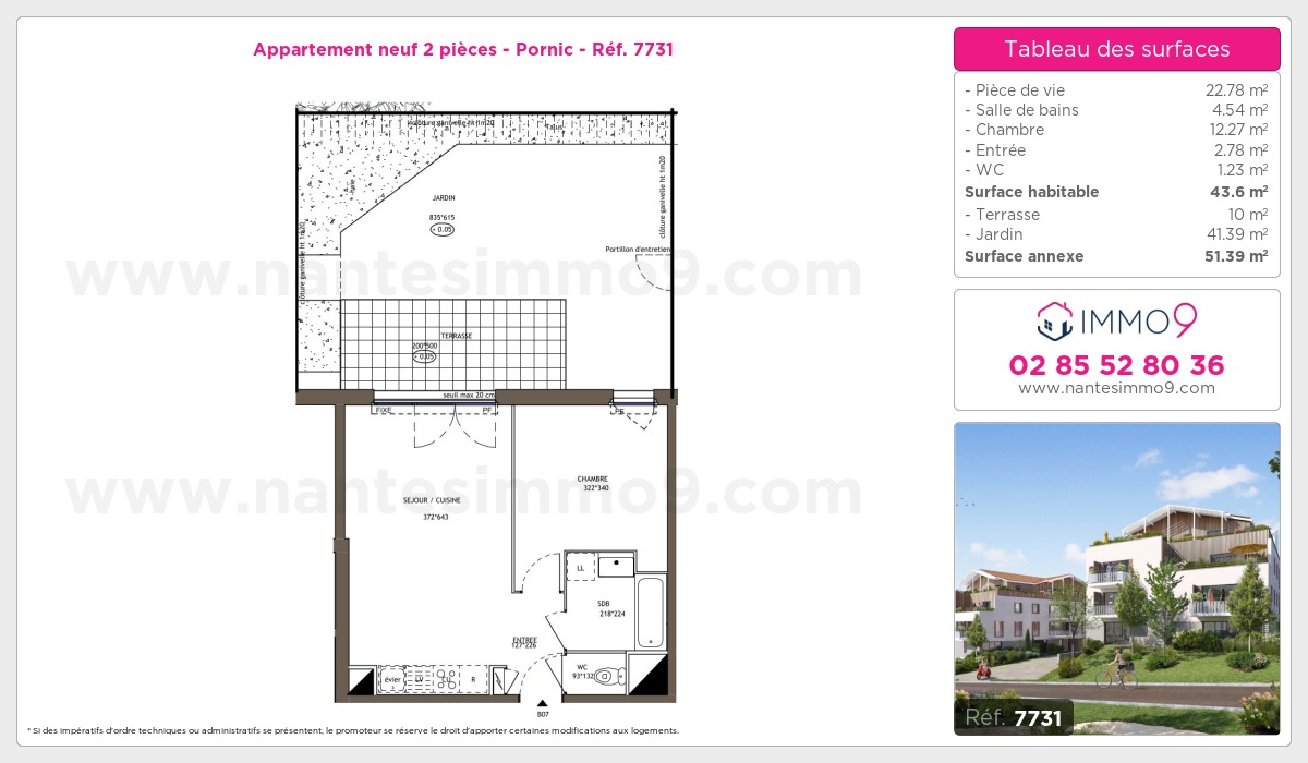 Plan et surfaces, Programme neuf Pornic Référence n° 7731