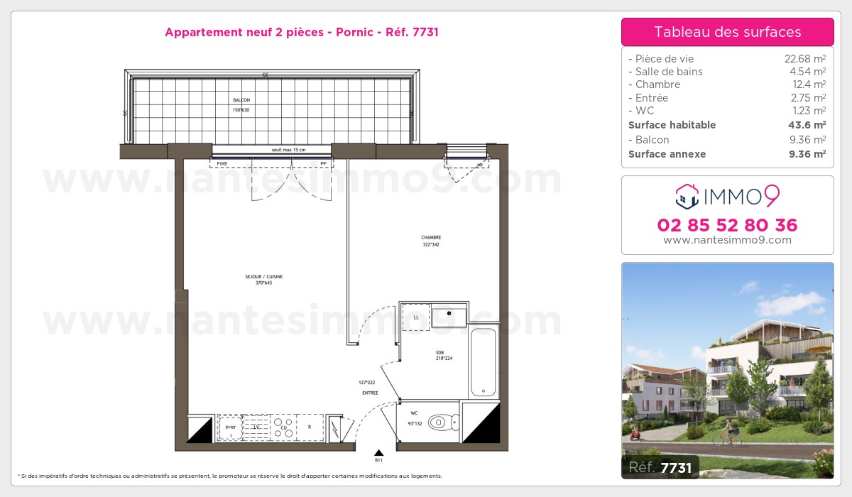 Plan et surfaces, Programme neuf Pornic Référence n° 7731