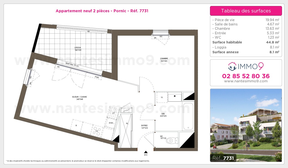 Plan et surfaces, Programme neuf Pornic Référence n° 7731