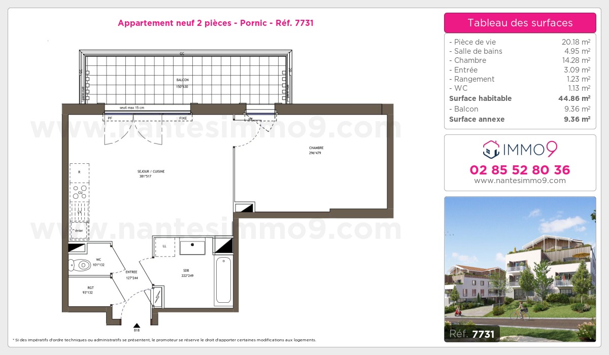 Plan et surfaces, Programme neuf Pornic Référence n° 7731