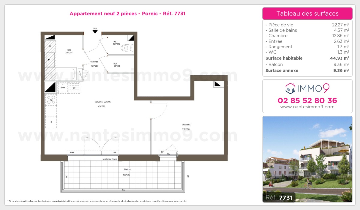 Plan et surfaces, Programme neuf Pornic Référence n° 7731