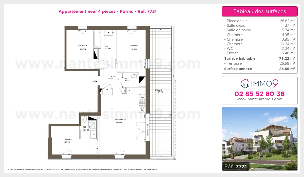 Plan et surfaces, Programme neuf Pornic Référence n° 7731