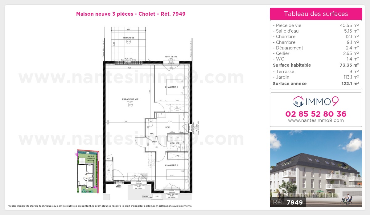 Plan et surfaces, Programme neuf Cholet Référence n° 7949