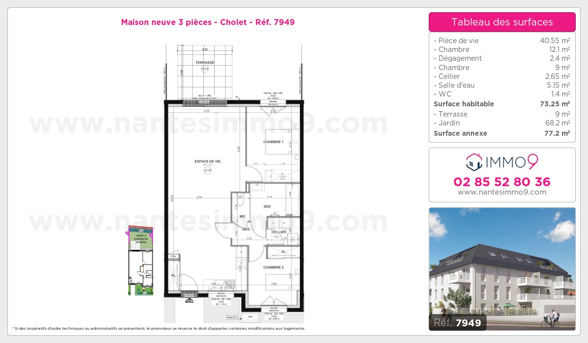 Plan et surfaces, Programme neuf Cholet Référence n° 7949