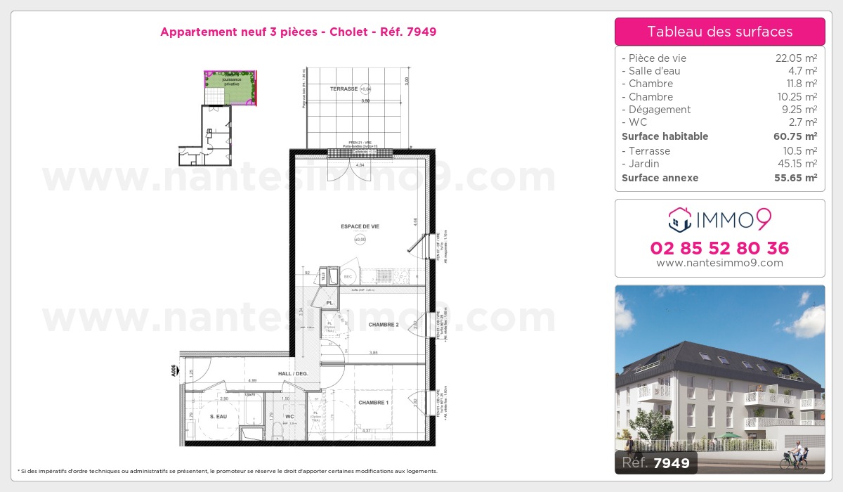 Plan et surfaces, Programme neuf Cholet Référence n° 7949