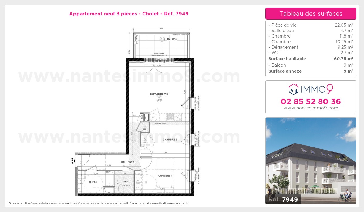 Plan et surfaces, Programme neuf Cholet Référence n° 7949
