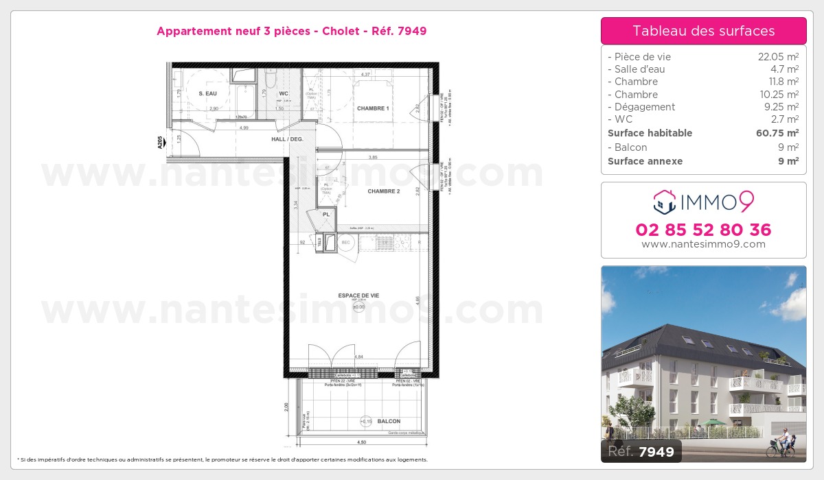 Plan et surfaces, Programme neuf Cholet Référence n° 7949