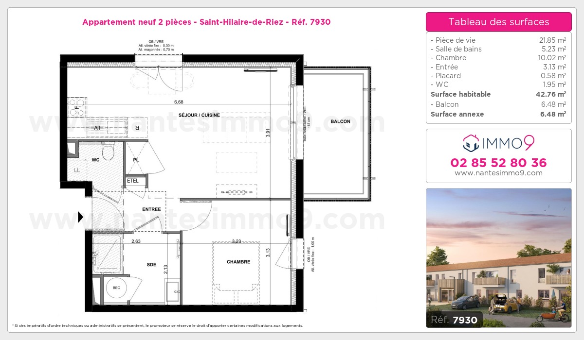 Plan et surfaces, Programme neuf Saint-Hilaire-de-Riez Référence n° 7930