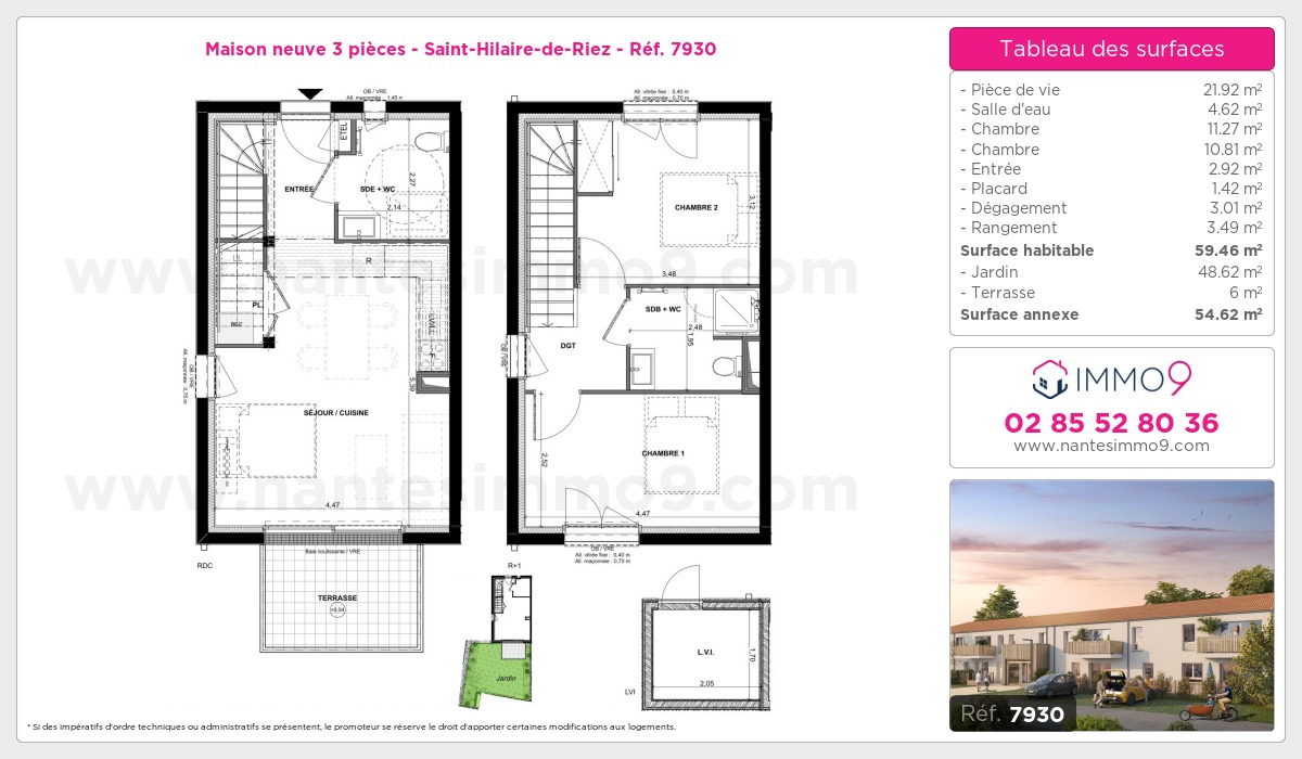 Plan et surfaces, Programme neuf Saint-Hilaire-de-Riez Référence n° 7930