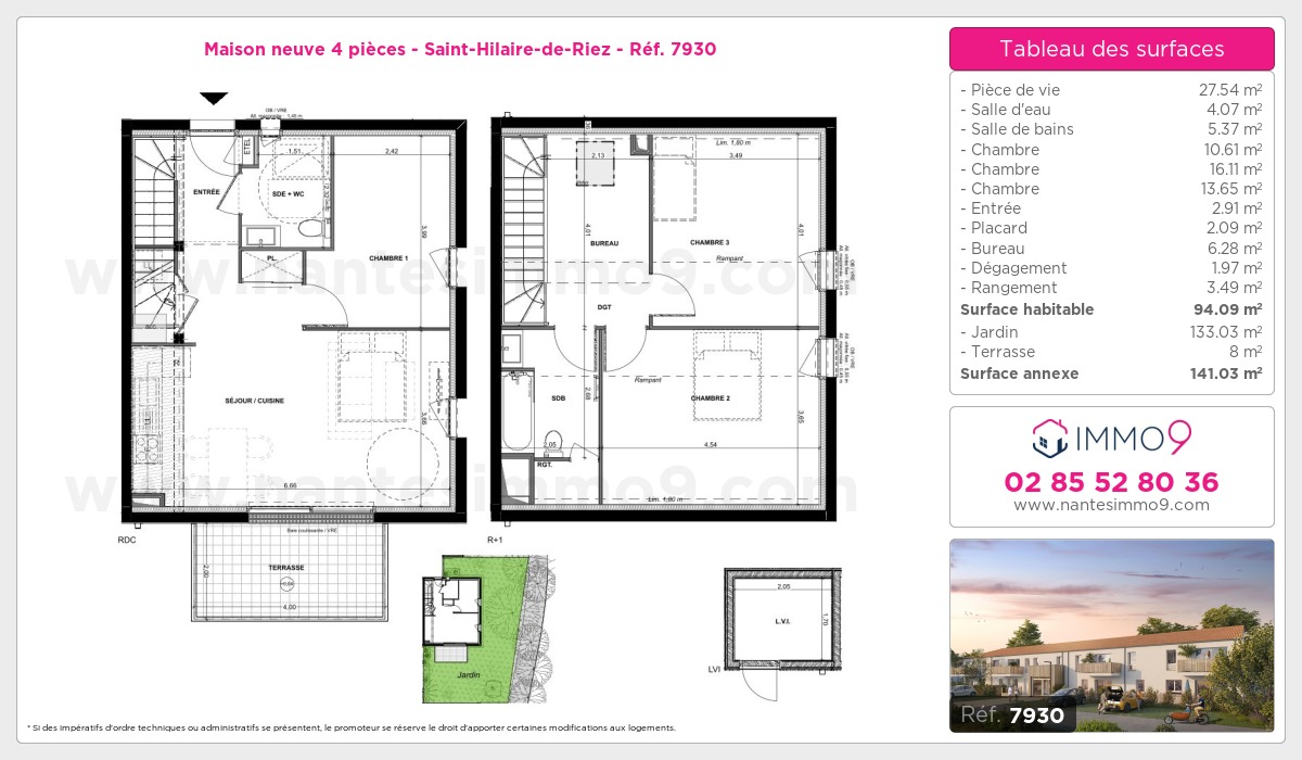 Plan et surfaces, Programme neuf Saint-Hilaire-de-Riez Référence n° 7930
