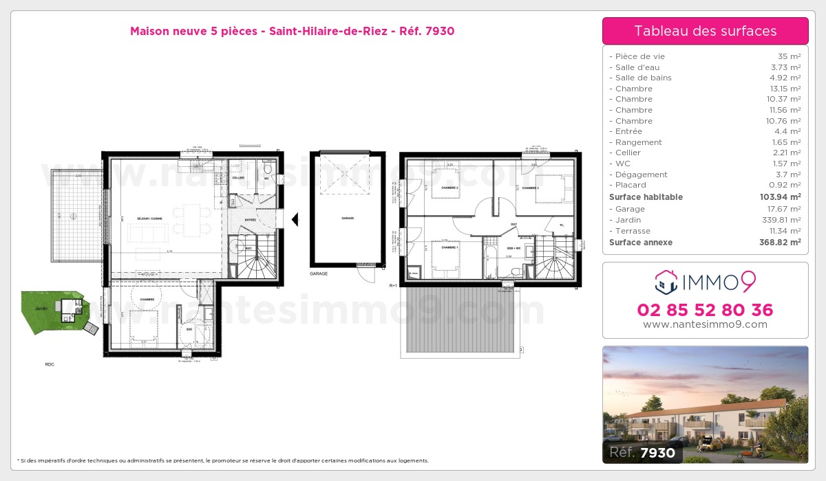 Plan et surfaces, Programme neuf Saint-Hilaire-de-Riez Référence n° 7930