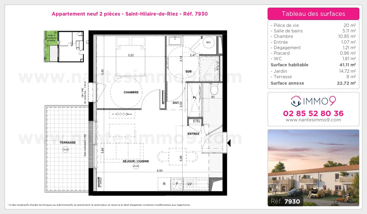 Plan et surfaces, Programme neuf Saint-Hilaire-de-Riez Référence n° 7930