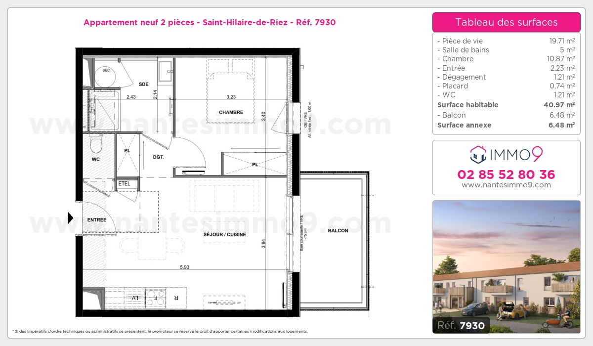 Plan et surfaces, Programme neuf Saint-Hilaire-de-Riez Référence n° 7930