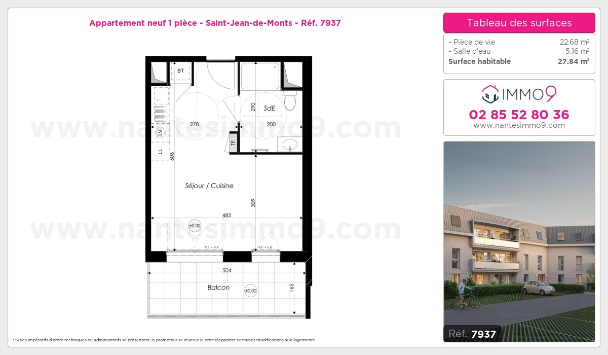 Plan et surfaces, Programme neuf Saint-Jean-de-Monts Référence n° 7937