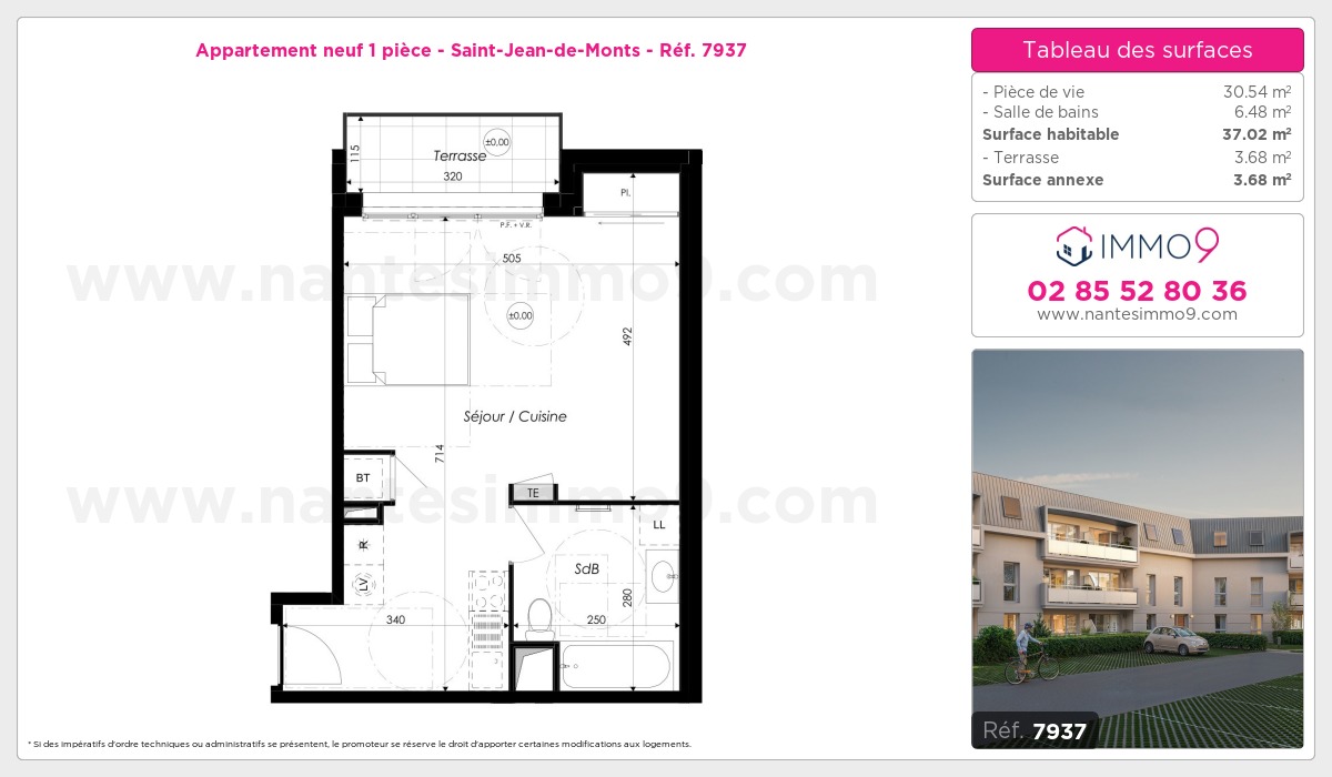 Plan et surfaces, Programme neuf Saint-Jean-de-Monts Référence n° 7937