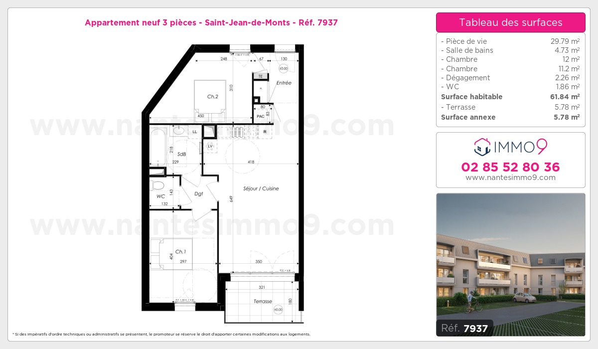 Plan et surfaces, Programme neuf Saint-Jean-de-Monts Référence n° 7937