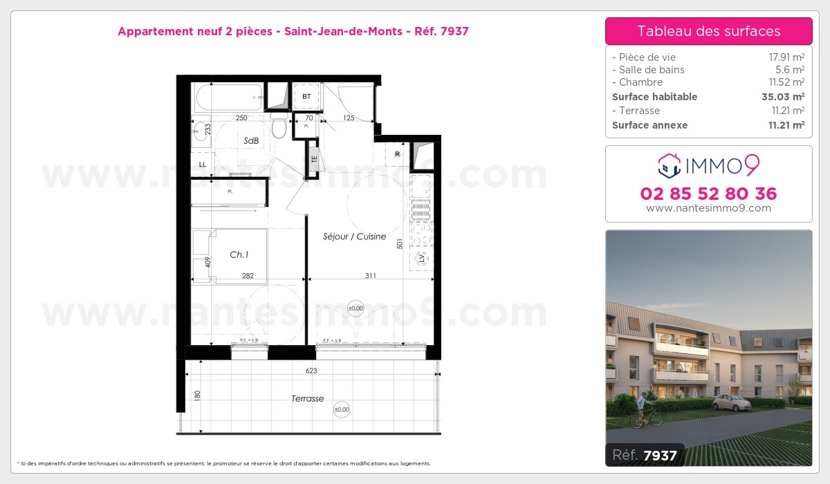 Plan et surfaces, Programme neuf Saint-Jean-de-Monts Référence n° 7937