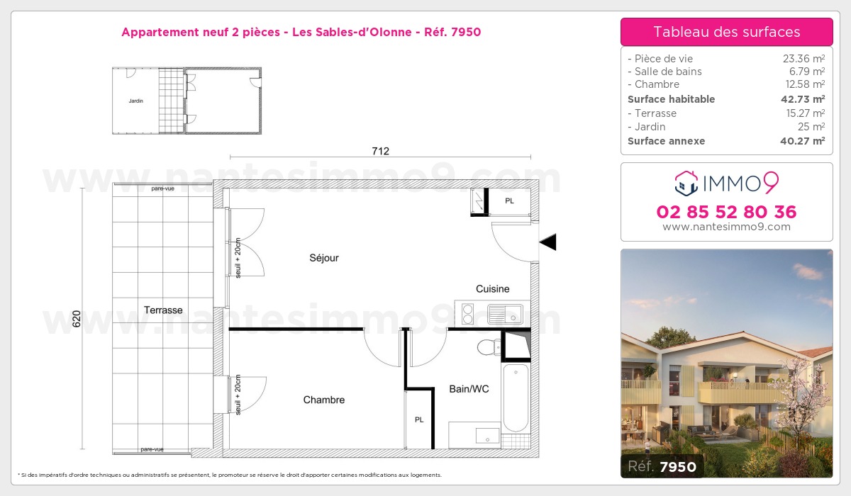 Plan et surfaces, Programme neuf Sables-d'Olonne Référence n° 7950