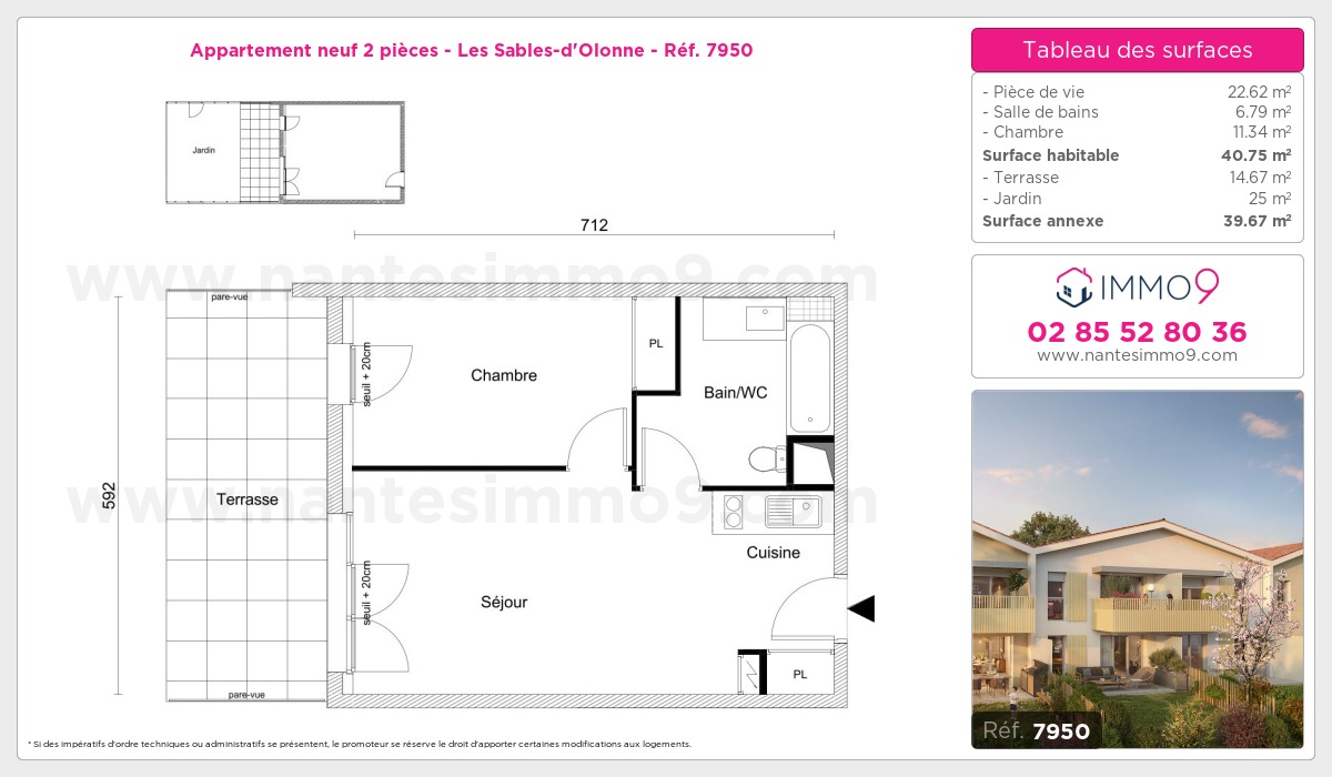 Plan et surfaces, Programme neuf Sables-d'Olonne Référence n° 7950