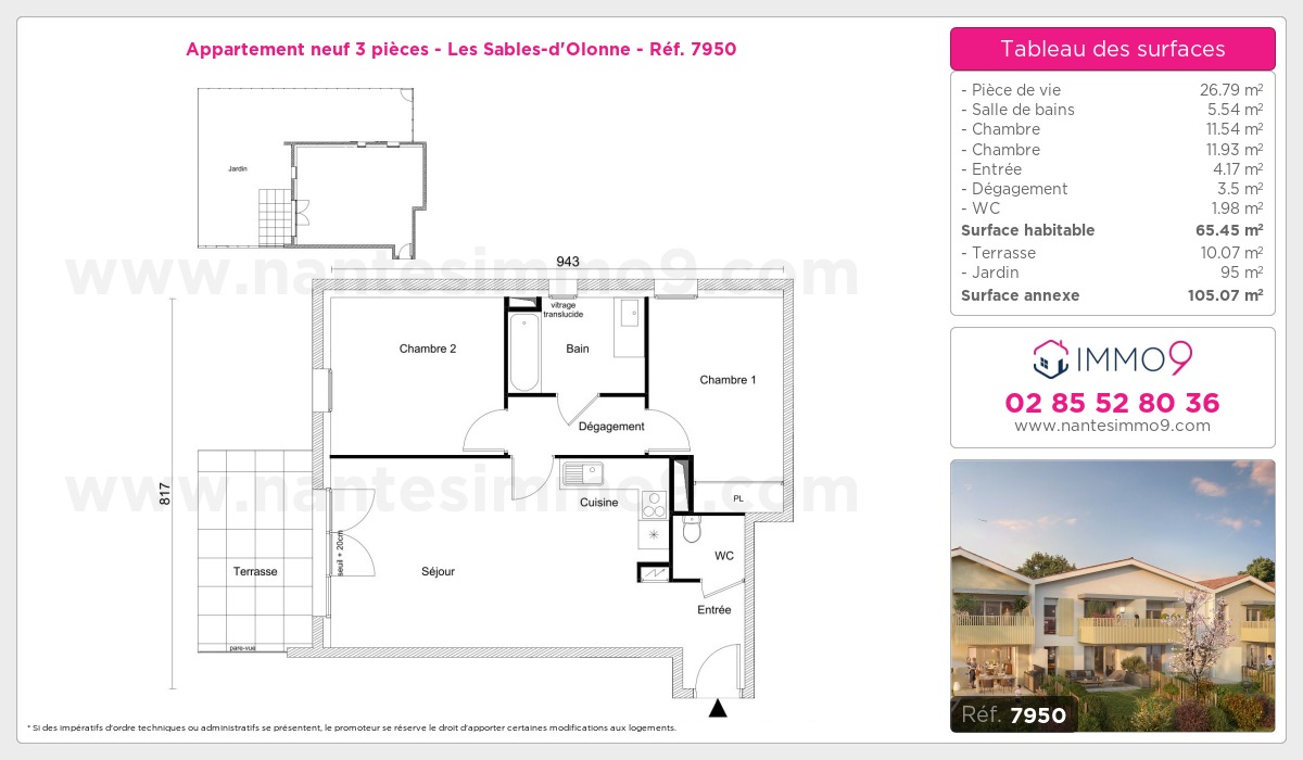 Plan et surfaces, Programme neuf Sables-d'Olonne Référence n° 7950