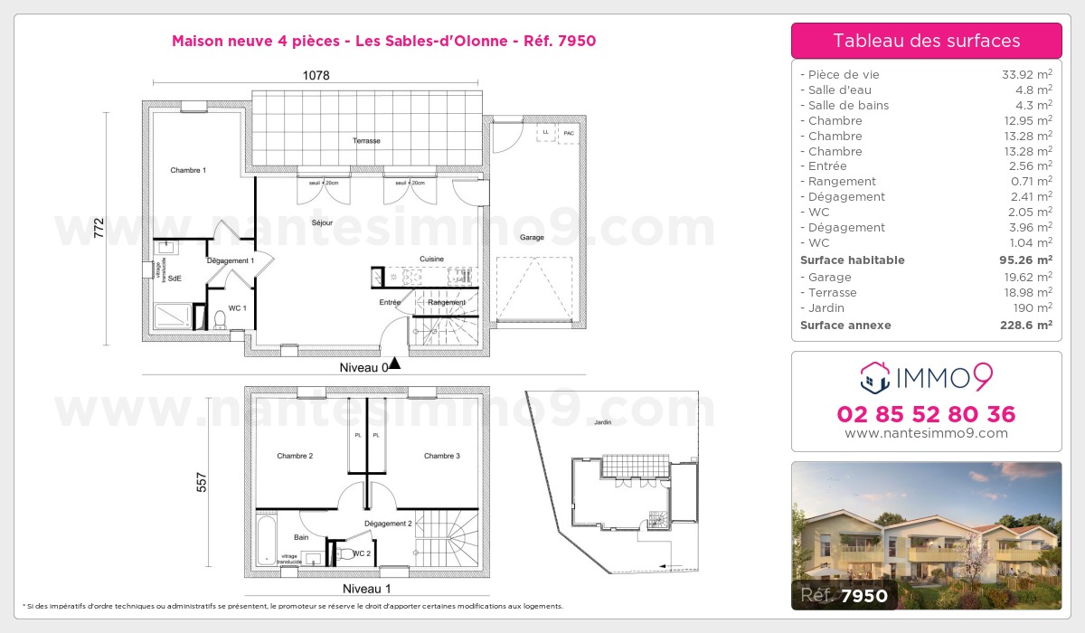 Plan et surfaces, Programme neuf Sables-d'Olonne Référence n° 7950