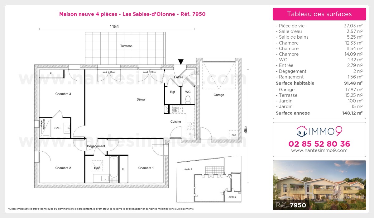 Plan et surfaces, Programme neuf Sables-d'Olonne Référence n° 7950