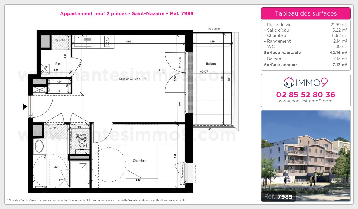 Plan et surfaces, Programme neuf Saint-Nazaire Référence n° 7989