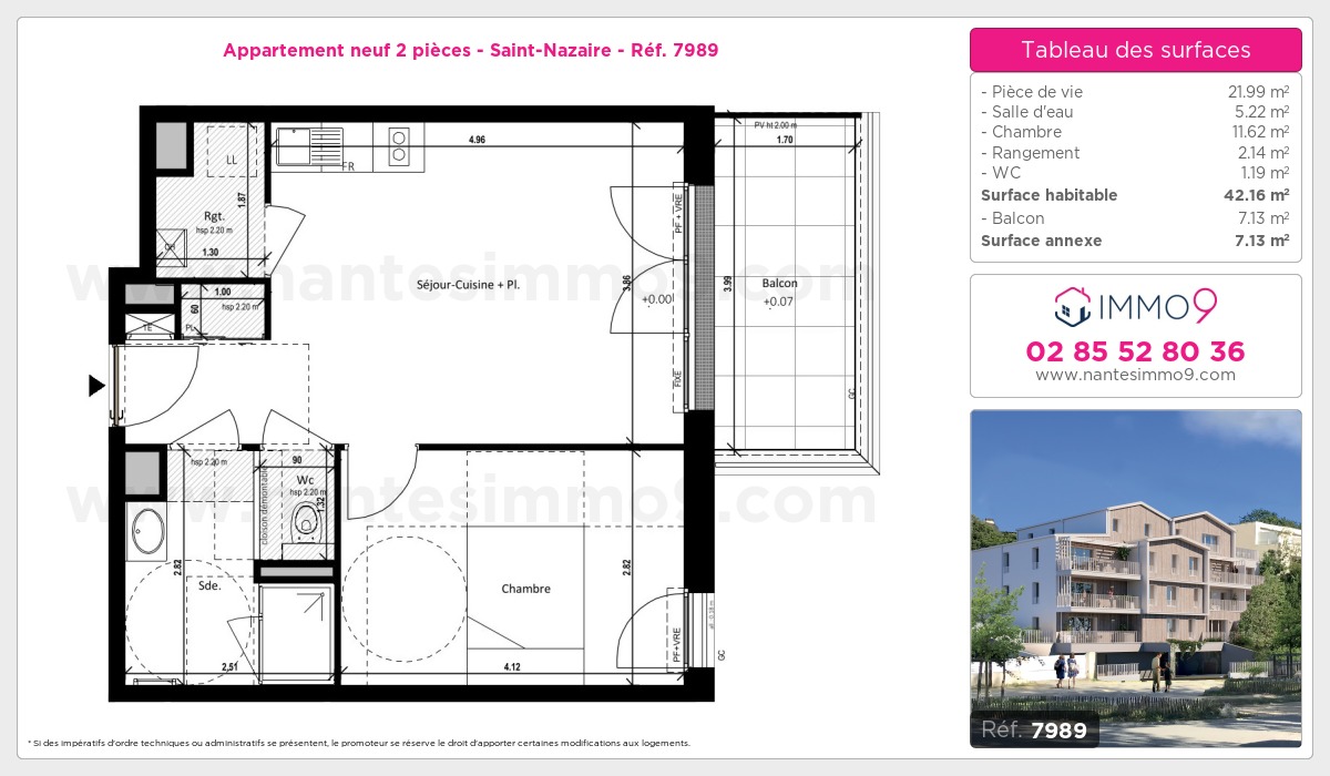 Plan et surfaces, Programme neuf Saint-Nazaire Référence n° 7989