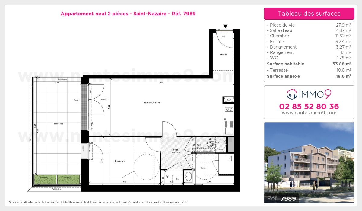 Plan et surfaces, Programme neuf Saint-Nazaire Référence n° 7989