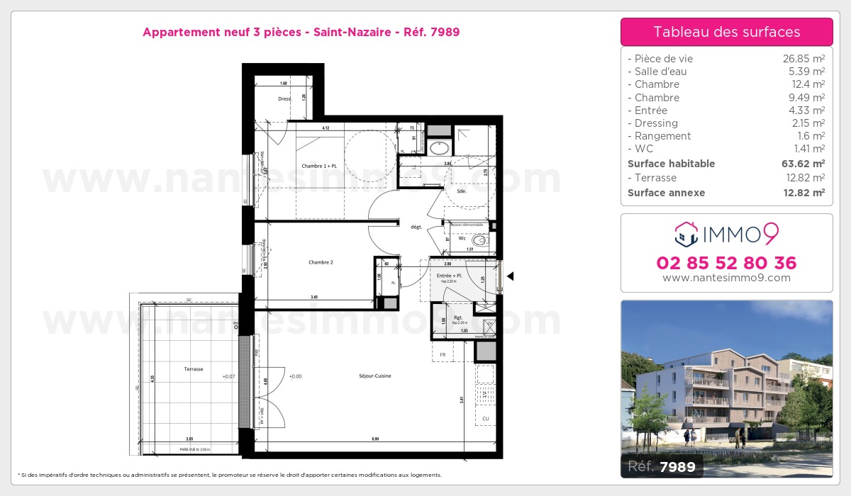 Plan et surfaces, Programme neuf Saint-Nazaire Référence n° 7989
