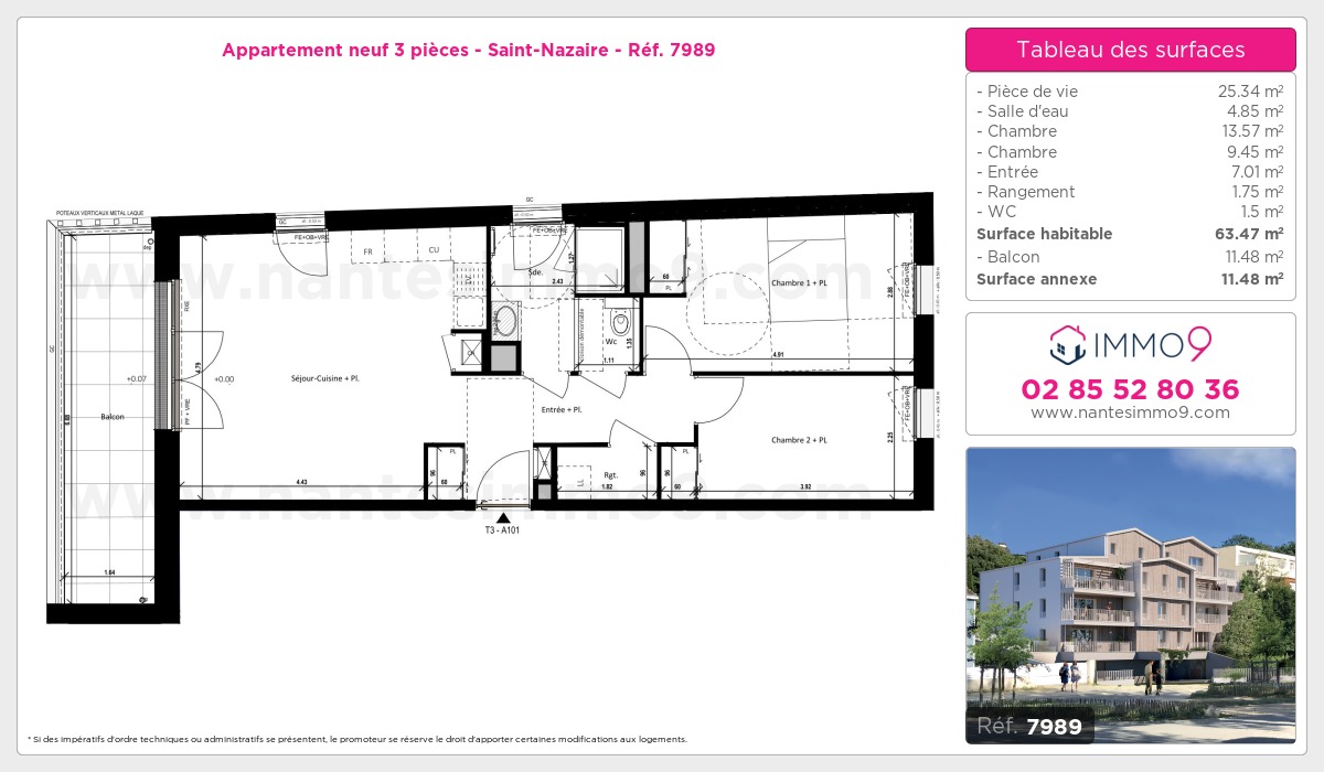 Plan et surfaces, Programme neuf Saint-Nazaire Référence n° 7989