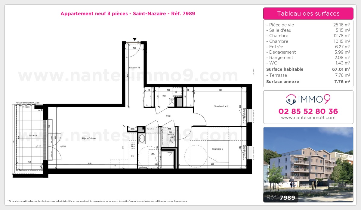 Plan et surfaces, Programme neuf Saint-Nazaire Référence n° 7989