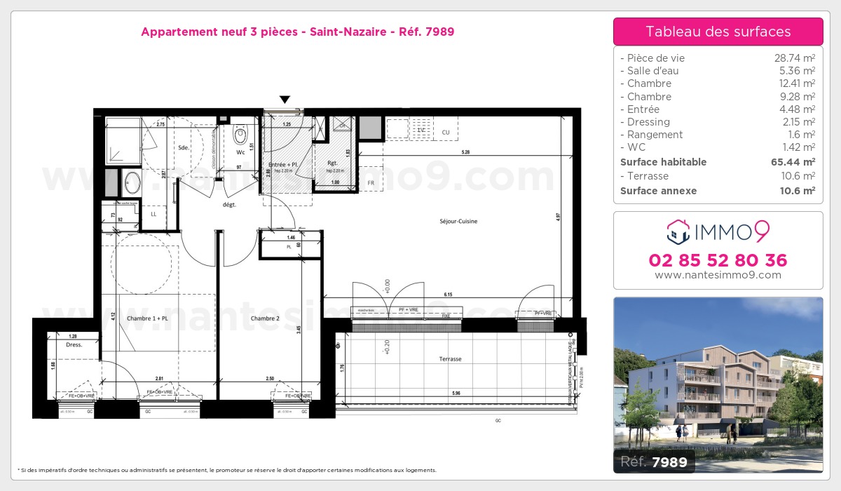 Plan et surfaces, Programme neuf Saint-Nazaire Référence n° 7989