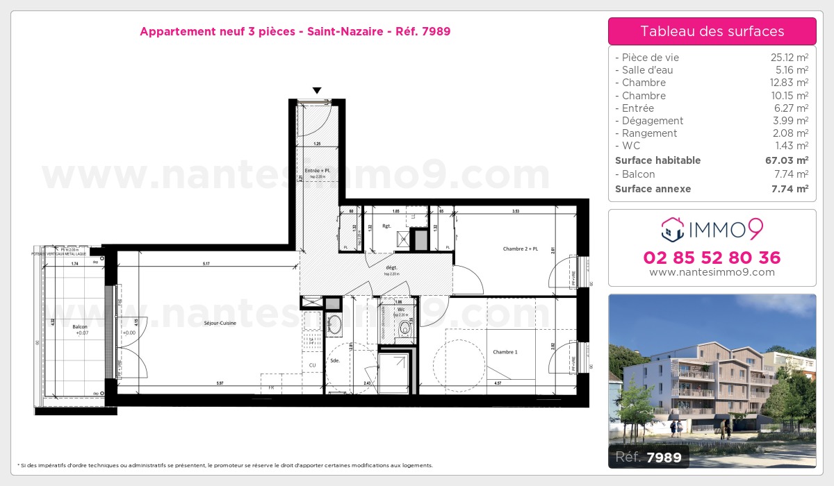 Plan et surfaces, Programme neuf Saint-Nazaire Référence n° 7989