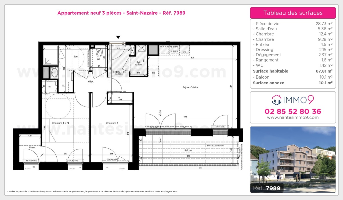 Plan et surfaces, Programme neuf Saint-Nazaire Référence n° 7989