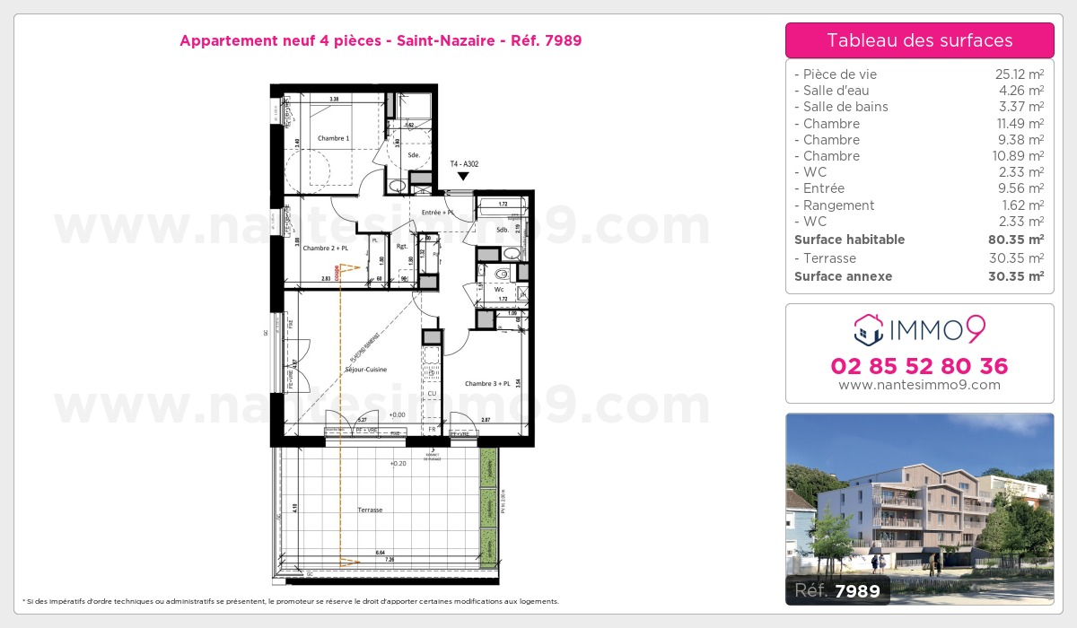 Plan et surfaces, Programme neuf Saint-Nazaire Référence n° 7989