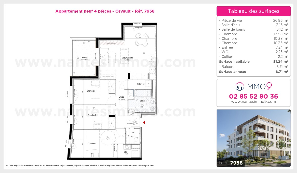 Plan et surfaces, Programme neuf Orvault Référence n° 7958
