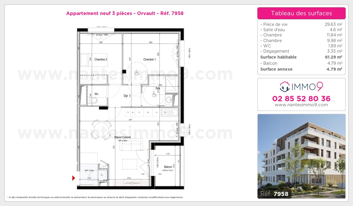 Plan et surfaces, Programme neuf Orvault Référence n° 7958