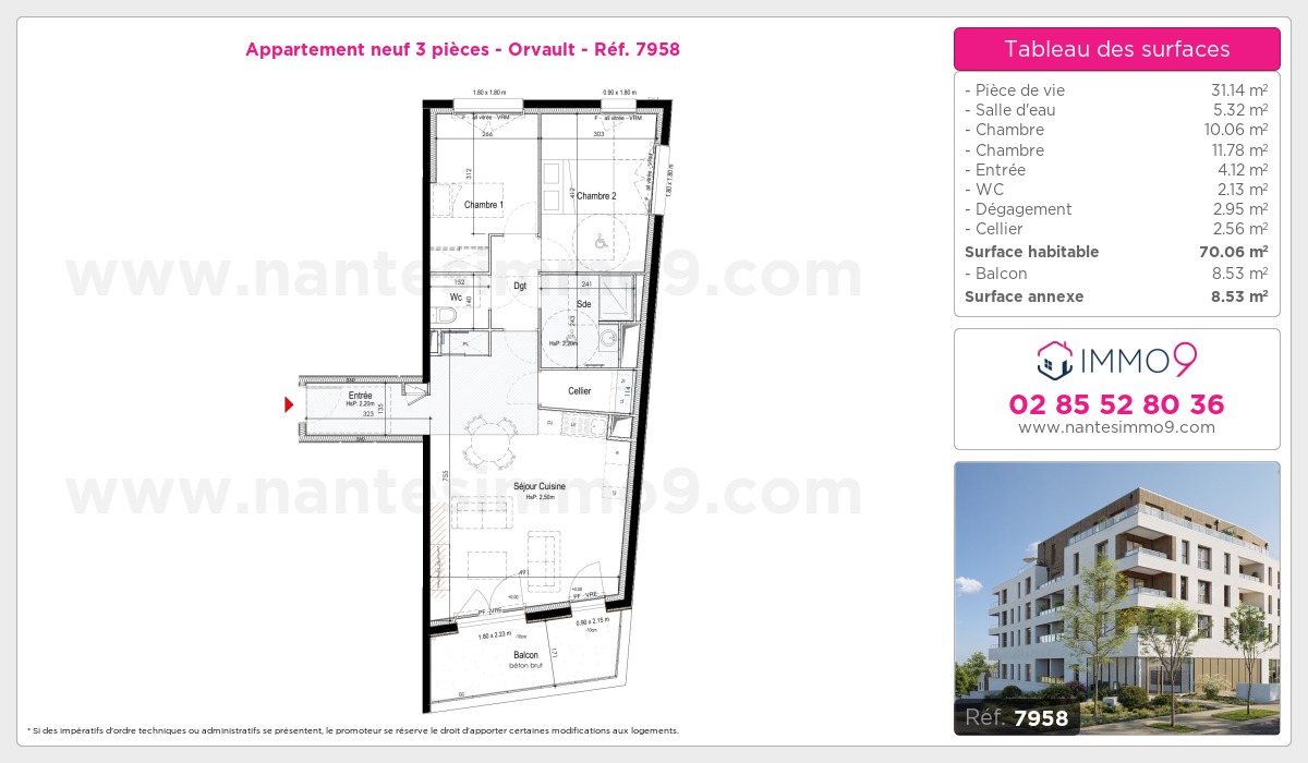 Plan et surfaces, Programme neuf Orvault Référence n° 7958