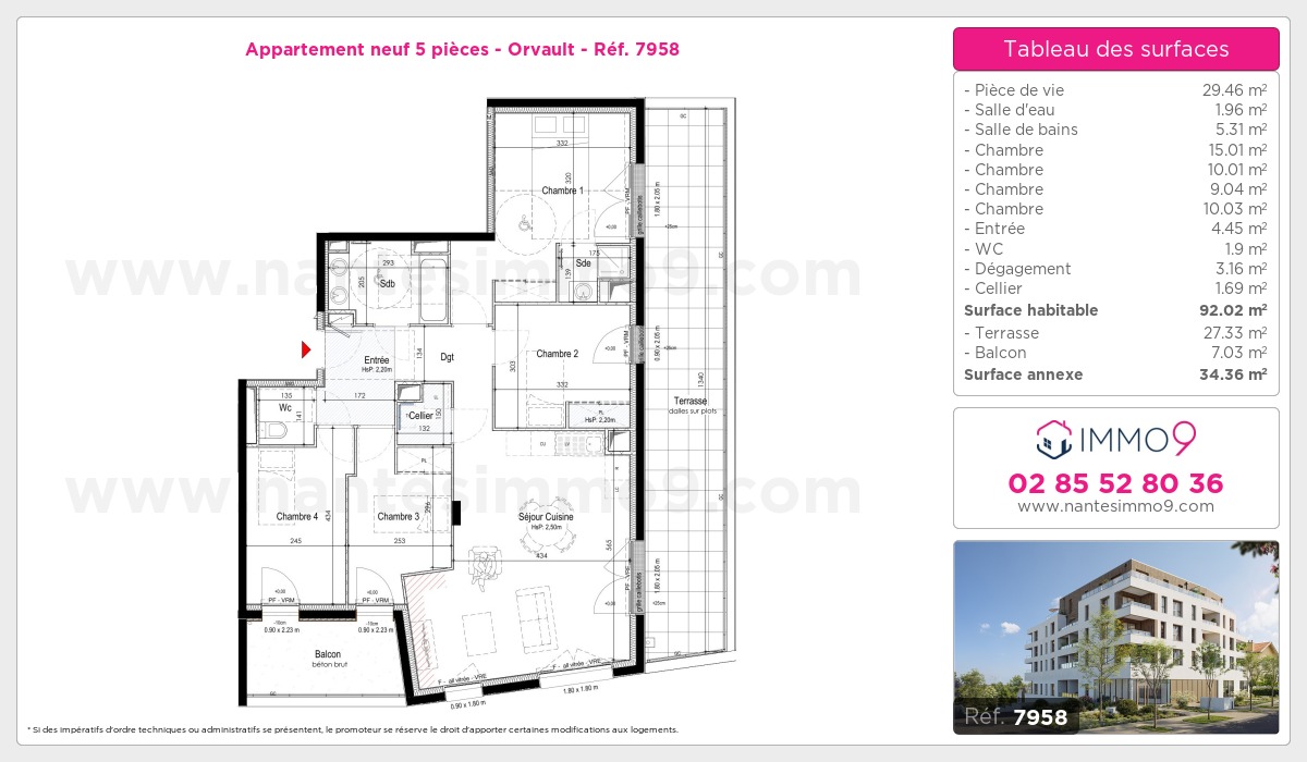 Plan et surfaces, Programme neuf Orvault Référence n° 7958