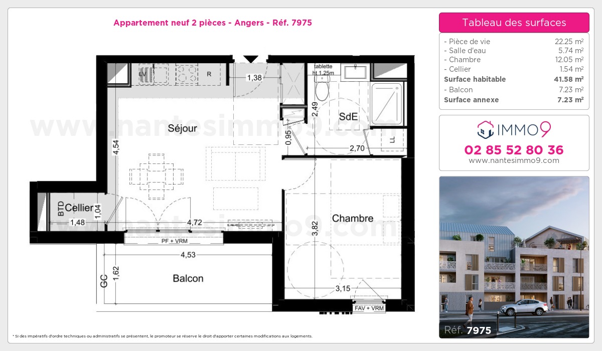 Plan et surfaces, Programme neuf Angers Référence n° 7975