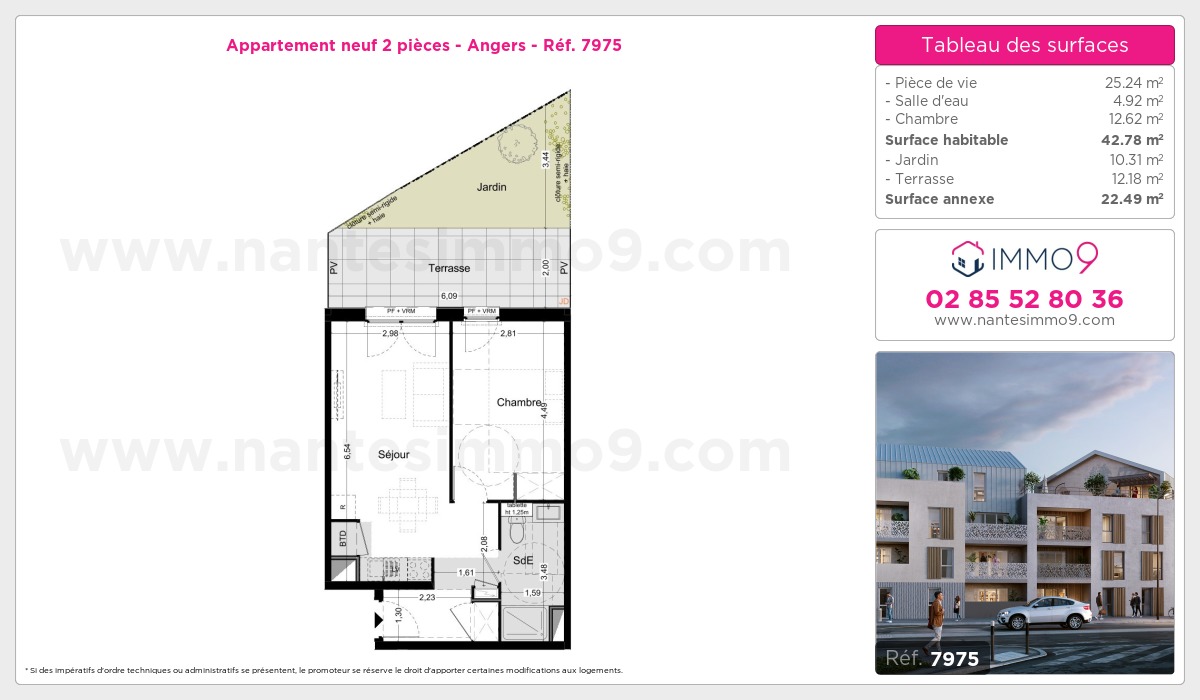 Plan et surfaces, Programme neuf Angers Référence n° 7975