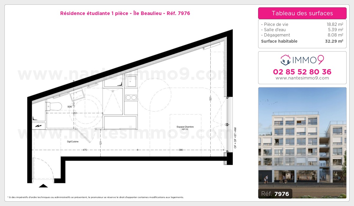 Plan et surfaces, Programme neuf Nantes : Île Beaulieu Référence n° 7976