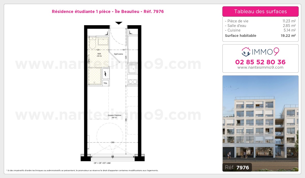 Plan et surfaces, Programme neuf Nantes : Île Beaulieu Référence n° 7976