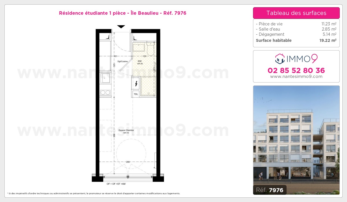 Plan et surfaces, Programme neuf Nantes : Île Beaulieu Référence n° 7976