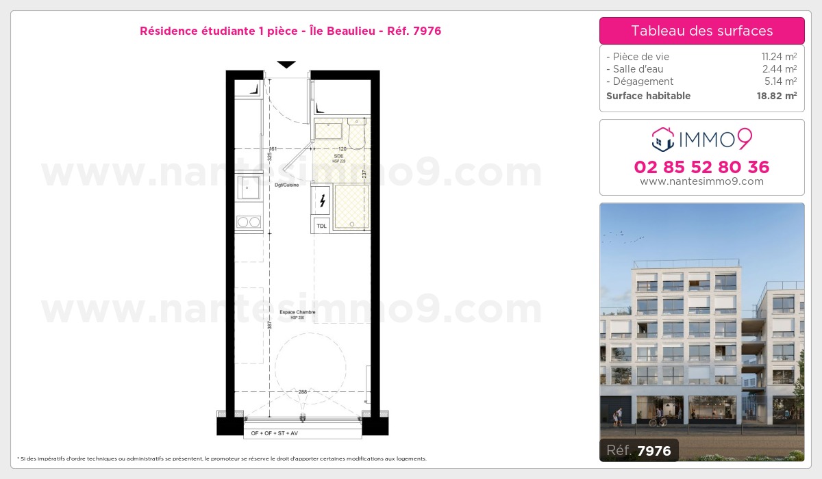 Plan et surfaces, Programme neuf Nantes : Île Beaulieu Référence n° 7976