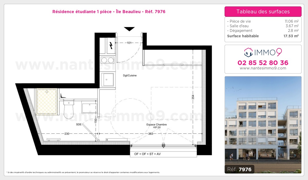 Plan et surfaces, Programme neuf Nantes : Île Beaulieu Référence n° 7976